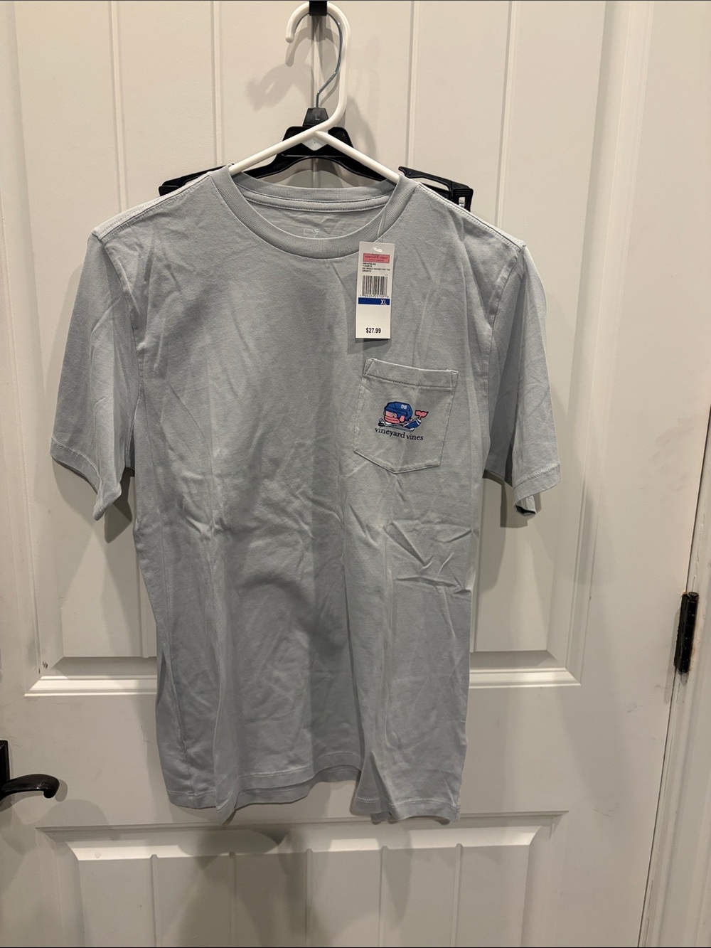 Vineyard Vines Light Gray Short-Sleeve Pocket Tee with Whale Logo